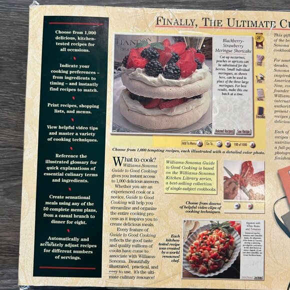 Williams Sonoma Culinary Gift Set Healthy Main Dishes Cookbook Apron 1996 CD ROM - Picture 4 of 7